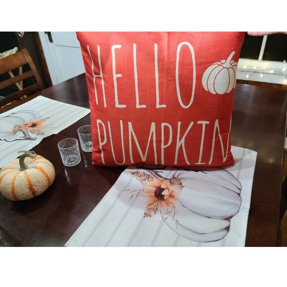 Pumpkin Decorative Pillow Cover Case Farmhouse Cottage Thanksgiving Fall Decor - Picture 3 of 11
